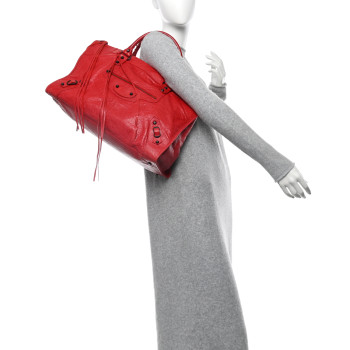 BALENCIAGA Agneau Classic Hardware Work Rouge Coquelicot