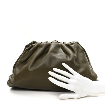 BOTTEGA VENETA Smooth Butter Calf The Pouch Oversized Clutch Kaki Fondent