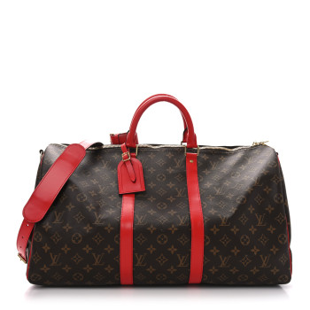 LOUIS VUITTON Calfskin Monogram Keepall Bandouliere 50 Coquelicot