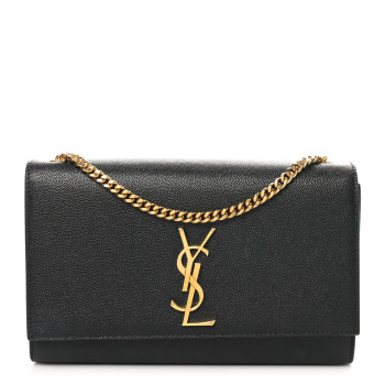 SAINT LAURENT Grain De Poudre Medium Classic Monogram Kate Satchel Black