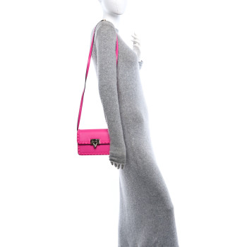 VALENTINO GARAVANI Smooth Calfskin Enamel Tonal Small Rockstud23 Shoulder Bag Pink PP