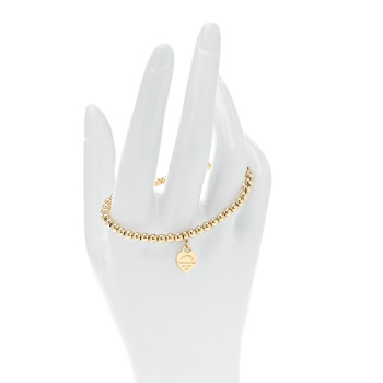 TIFFANY 18K Yellow Gold 4mm Return to Tiffany Bead Heart Tag Bracelet