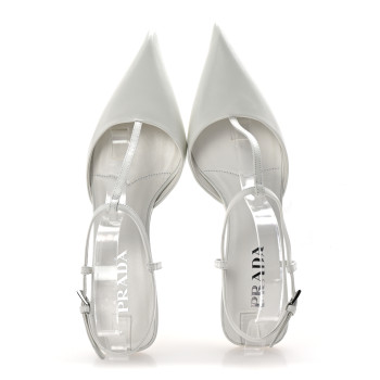 PRADA Calfskin T Strap Slingback Pumps 39 White
