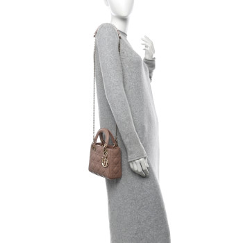 CHRISTIAN DIOR Lambskin Cannage Mini Lady Dior Fard