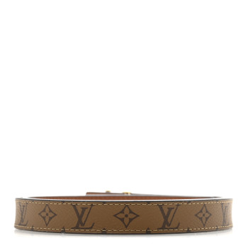 LOUIS VUITTON Calfskin Reverse Monogram 20mm LV Iconic Reversible Belt 80 32 Tan Brown