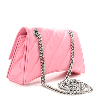 BALENCIAGA Crushed Calfskin Quilted Small Crush Chain Bag Sweet Pink