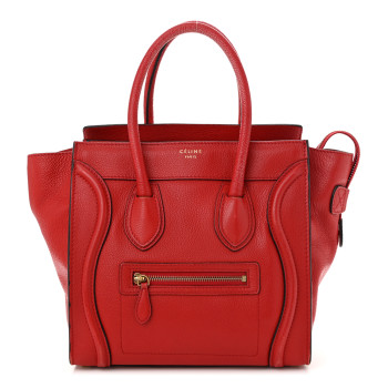 CELINE Drummed Calfskin Micro Luggage Red
