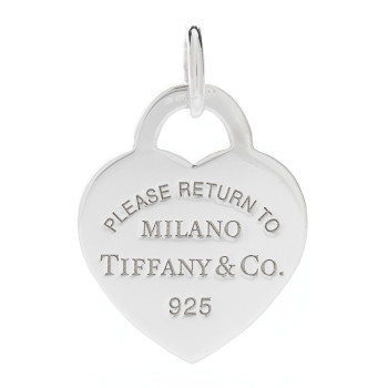 TIFFANY Sterling Silver Enamel Return to Milano Heart Tag Charm Blue