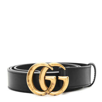 GUCCI Calfskin Double G 40mm Belt 90 36 Black