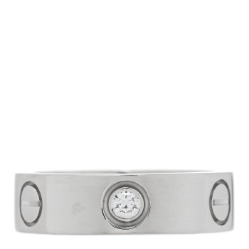 CARTIER 18K White Gold 3 Diamond 5.5mm LOVE Ring 51 5.75