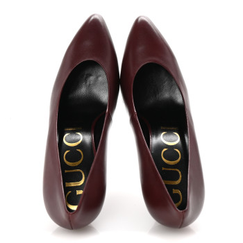 GUCCI Malaga Kid Pumps 37.5 Vintage Bordeaux