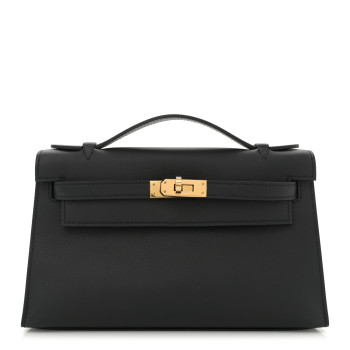 HERMES Swift Kelly Pochette Clutch Black