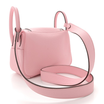 HERMES Taurillon Clemence Verso Mini Lindy 20 Rose Sakura Gris Perle