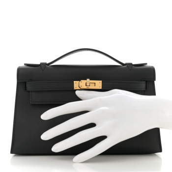 HERMES Swift Kelly Pochette Clutch Black