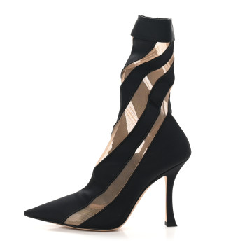 JIMMY CHOO X Mugler Spiral Sock Ankle Boots 36 Black Nude