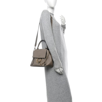 CHLOE Calfskin Small Faye Day Shoulder Bag Motty Grey