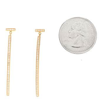 TIFFANY 18K Yellow Gold Diamond T Bar Earrings