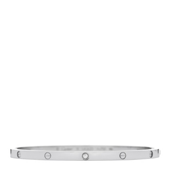 CARTIER 18K White Gold 6 Diamond Small LOVE Bracelet 18