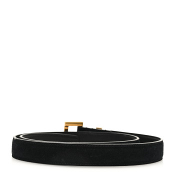 SAINT LAURENT Suede Calfskin Monogram Square Buckle Belt 70 28 Black