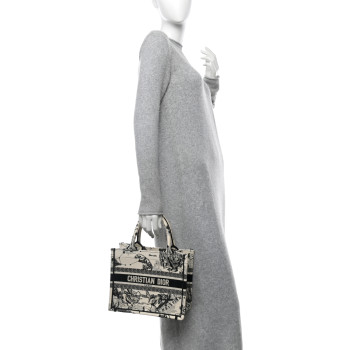 CHRISTIAN DIOR Canvas Embroidered Small Zodiac Toile De Jouy Book Tote Latte