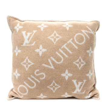 LOUIS VUITTON Wool Cashmere Neo Monogram Cushion Pillow Beige