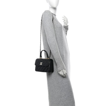 CHANEL Lambskin Crystal Quilted Mini Trendy CC Dual Handle Flap Bag Black