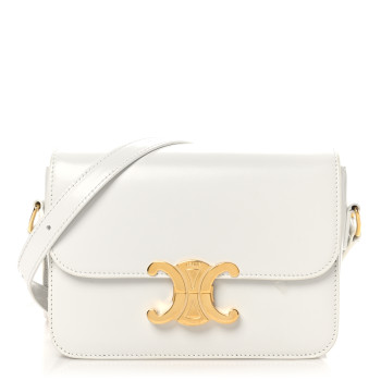 CELINE Shiny Calfskin Teen Triomphe Arctic White
