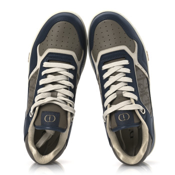 CHRISTIAN DIOR Smooth Calfskin Oblique Galaxy Perforated Mens B27 Low Top Sneakers 41 Brown Deep Grey