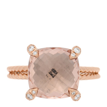 DAVID YURMAN 18K Rose Gold Diamond Morganite 11mm Chatelaine Ring 53 6.5
