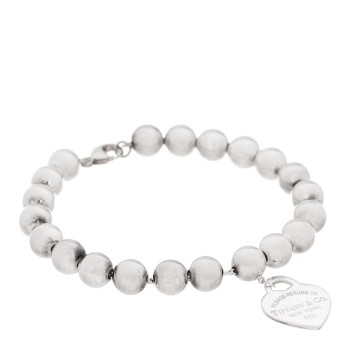 TIFFANY Sterling Silver 8mm Return To Tiffany Heart Tag Bead Bracelet