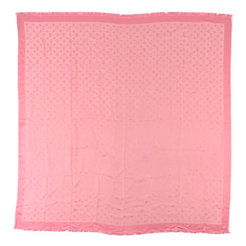 LOUIS VUITTON Silk Wool Monogram Shawl Pink
