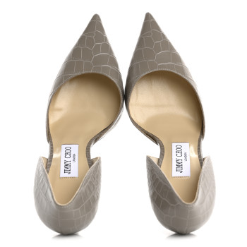 JIMMY CHOO Crocodile Embossed Calfskin Addison d'Orsay Pump 38 Sand