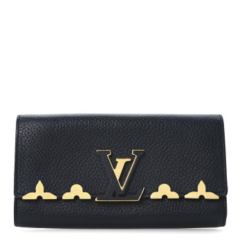 LOUIS VUITTON Taurillon Embellished Capucines Long Wallet Black LOUIS VUITTON Taurillon Embellished Capucines Long Wallet Black