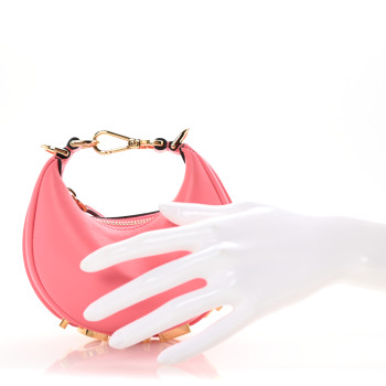 FENDI Vitello Grace New Matte Nano Fendigraphy Hobo Charm Pink Dalia