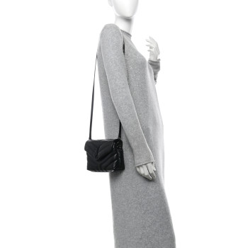 SAINT LAURENT Calfskin Y Quilted Monogram Monochrome Toy Loulou Crossbody Bag Black