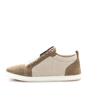 CHRISTIAN LOUBOUTIN Suede Canvas Mens Fique A Vontade Sneakers 45 Beige
