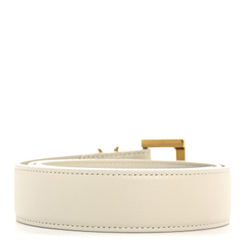 SAINT LAURENT Smooth Calfskin Monogram Square Buckle Belt 80 32 Crema Soft