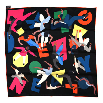 HERMES Silk Hommage A Gene Kelly Scarf 70 Black Multicolore