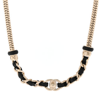 CHANEL Metal Lambskin CC Turnlock Choker Necklace Black Gold