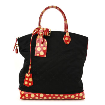 LOUIS VUITTON Nylon Monogram Kusama Infinity Dots Vertical Lockit Black Red