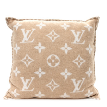 LOUIS VUITTON Wool Cashmere Neo Monogram Cushion Pillow Beige