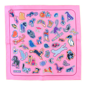 HERMES Silk Caracteristick Detail Scarf 45 Rose Bonbon Bleu Violet