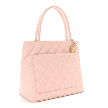 CHANEL Caviar Quilted Medallion Tote Light Pink