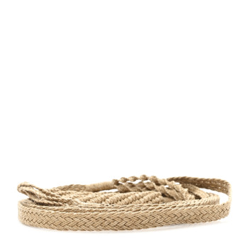CHRISTIAN DIOR Raffia Woven CD Belt Beige Multicolor