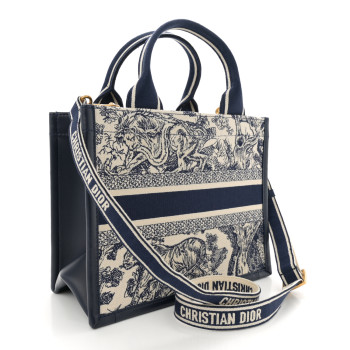 CHRISTIAN DIOR Calfskin Dioriviera Toile De Jouy Small Book Tote With Strap Blue Multicolor