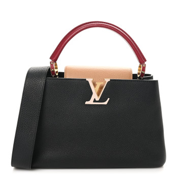 LOUIS VUITTON Taurillon Capucines MM Black Arizona Beige Ruby Red
