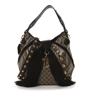 GUCCI Crystal Monogram Fringe Babouska Hobo