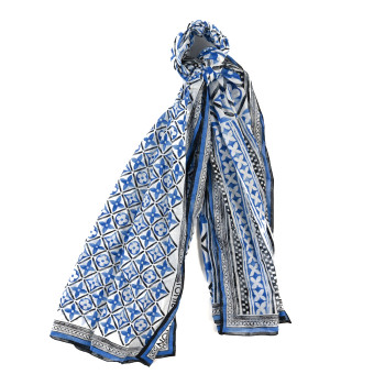 LOUIS VUITTON Cotton Monogram Giant By The Pool Square Scarf Blue
