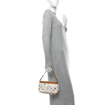 LOUIS VUITTON Monogram Multicolor Pochette Accessories White