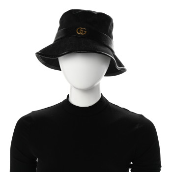 GUCCI Monogram Textured Dollar Calfskin GG Jago Bucket Hat L Black
